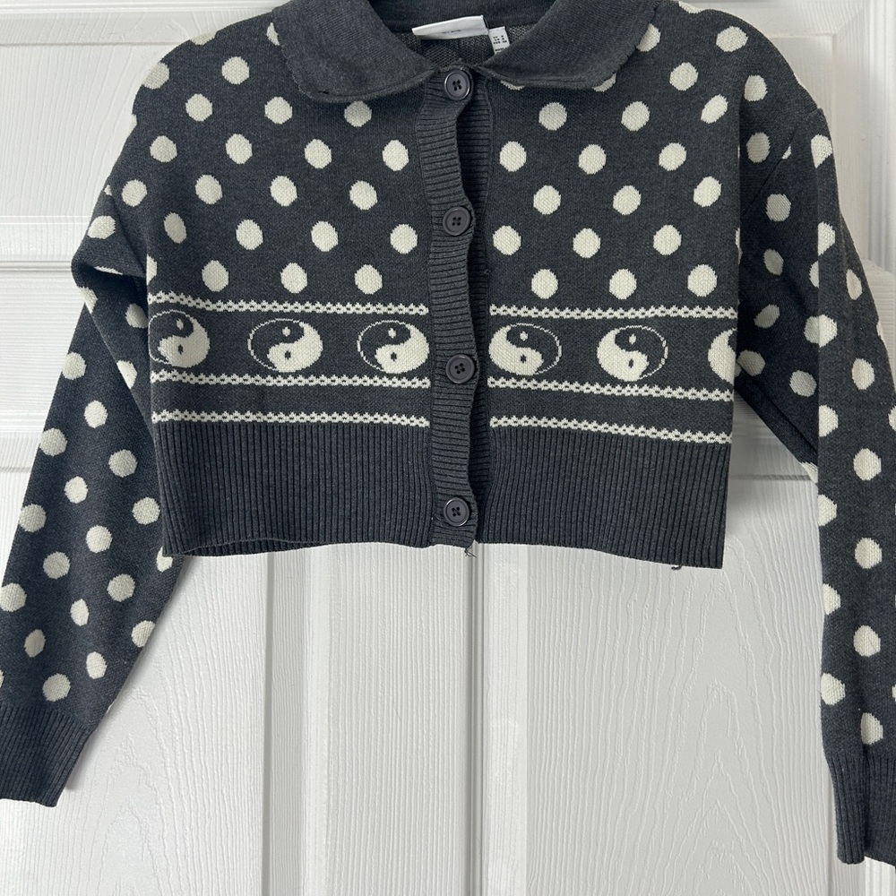 Yin Yang Black and White Polka Dot Cardigan